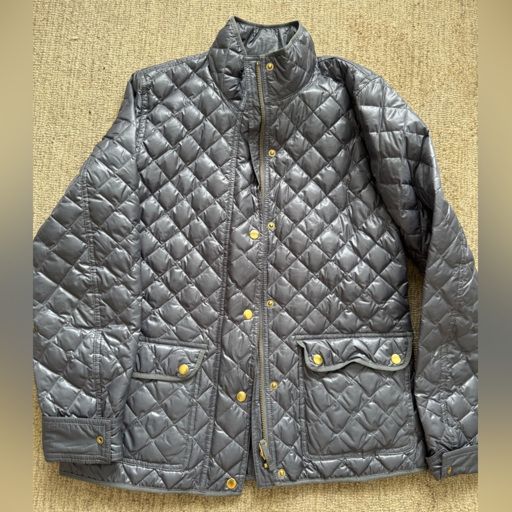 JCrew - Silver Quilted Jacket. MEDIUM TALL